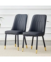 2 Black Pu Dining and Living Room Chairs (Set of 2)