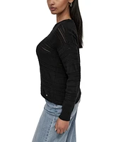 Dkny Jeans Petite Crewneck Open-Stitch Cotton Sweater