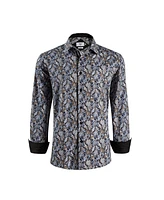 Elie Balleh Big Boys Navy Paisley Sport Slim Fit Shirt