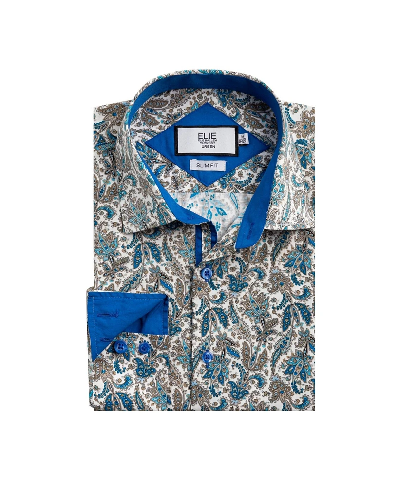 Elie Balleh Big Boys White Paisley Sport Slim Fit Shirt