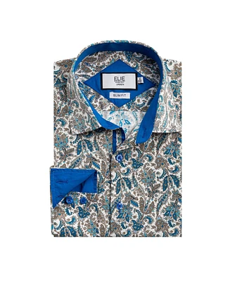 Elie Balleh Big Boys White Paisley Sport Slim Fit Shirt