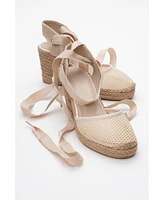 Lions Mesh Leather Wedge Espadrilles Sandal (Women)