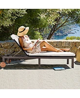 Gymax Patio Adjustable Rattan Recliner Chaise Lounge Chair w/ Cushion Wheels