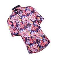 Elie Balleh Big Boys Red Paint Splash Slim Fit Short Sleeve Shirt