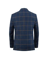 Elie Balleh Boys Navy Slim Fit Plaid Jacket