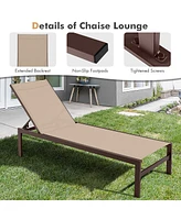 Gymax Aluminum Patio Chaise Lounge Outdoor Adjustable Lounge Chair W/ 6-Position Backrest