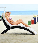 Gymax Foldable Rattan Wicker Chaise Lounge Chair w/ Cushion Patio Outdoor