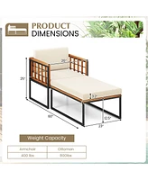 Gymax Outdoor Chaise Lounge Chair Acacia Wood Heavy Duty 1200 lbs Weight Capacity