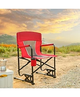 Mondawe Outdoor Freestyle Rocker Camping Chair Portable Folding Rocking with Solid, Durable Armrests, Drink Holder & Comfortable Backrest