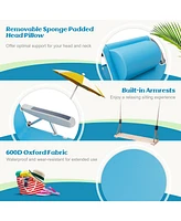 1 Piece Foldable Backpack Beach Chair with Cup Holder and Storage Pockets for Outdoor