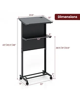 3-Position Height Adjustable Lectern Table with Tilted Tabletop