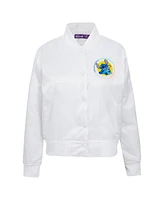 Freeze Max Women's White Lilo and Stitch Scrump Full-Snap Satin Jacket