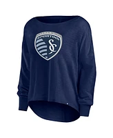 Fanatics Women's Navy Sporting Kansas City Corner Kick Long Sleeve Fashion T-Shirt