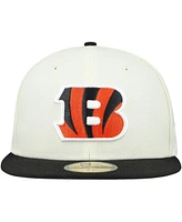 New Era Men's Cream/Black Cincinnati Bengals Main 59FIFTY Fitted Hat