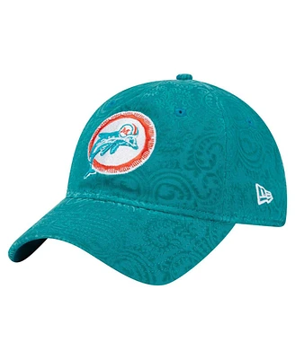 New Era Women's Aqua Miami Dolphins Throwback Flair 9TWENTY Adjustable Hat