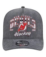 New Era Men's Charcoal New Jersey Devils Throwback Washed A-Frame Pre-Curved 9FIFTY Snapback Hat