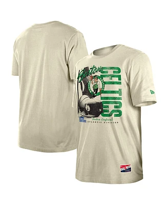New Era Men's Cream Boston Celtics Distressed Throwback Vintage Color Pack T-Shirt