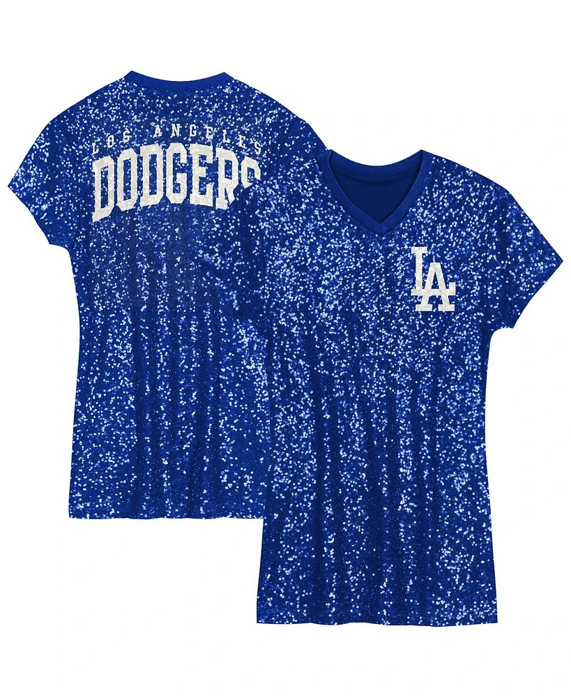 Outerstuff Big Boys and Girls Royal Los Angeles Dodgers V-Neck Sequin Dress