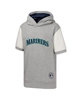 Outerstuff Big Boys and Girls Heather Gray Seattle Mariners Line Up Short Sleeve Pullover Hoodie