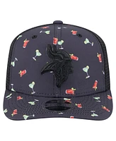 New Era Men's Navy/Black Minnesota Vikings Adventure Drinks Pattern 9SEVENTY Stretch Snap Hat