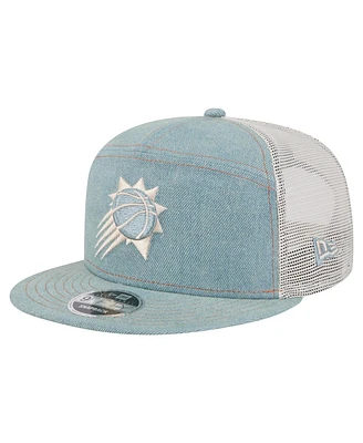 New Era Men's Phoenix Suns Adventure Denim Split Panel 9FIFTY Snapback Trucker Hat