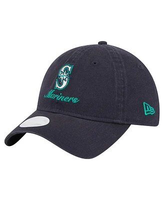 New Era Women's Navy Seattle Mariners Preppy Team 9TWENTY Adjustable Hat