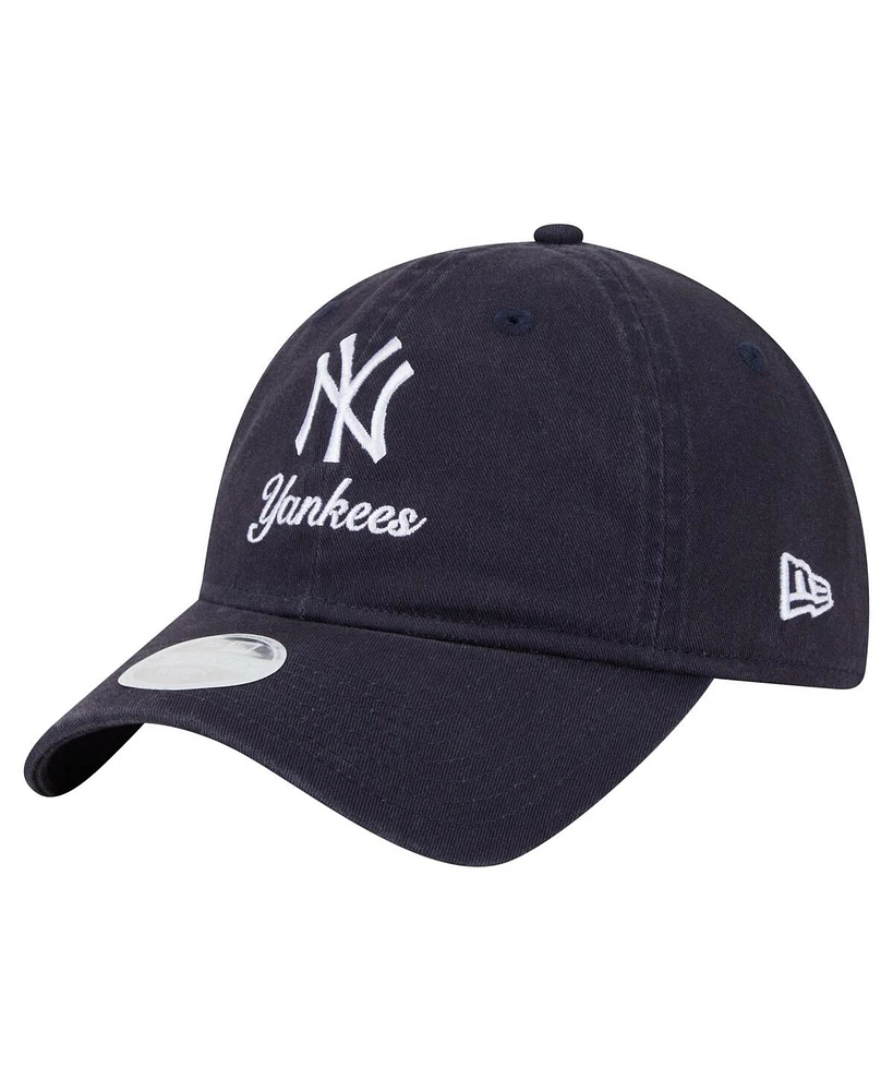 New Era Women's Navy New York Yankees Preppy Team 9TWENTY Adjustable Hat