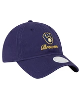 New Era Women's Navy Milwaukee Brewers Preppy Team 9TWENTY Adjustable Hat