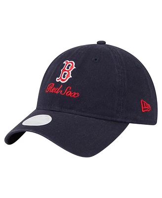 New Era Women's Navy Boston Red Sox Preppy Team 9TWENTY Adjustable Hat