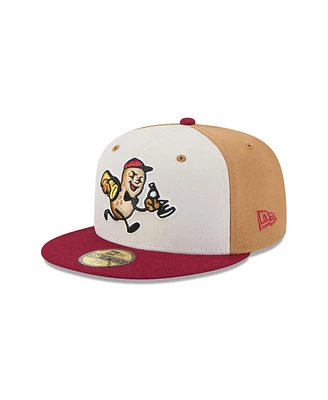 New Era Men's Light Beige Montgomery Biscuits theme Nights 59FIFTY Fitted Hat