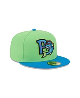 New Era Men's Neon Green Pensacola Blue Wahoo's Theme Nights 59FIFTY Fitted Hat