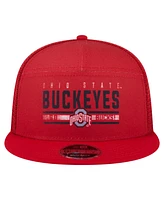New Era Men's Scarlet Ohio State Buckeyes Split Panel 9FIFTY Snapback Trucker Hat