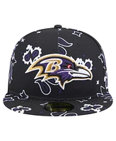 New Era Men's Black Baltimore Ravens Paisley 59FIFTY Fitted Hat