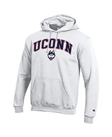 Champion Men's White UConn Huskies Arched Logo Fleece Pullover Hoodie