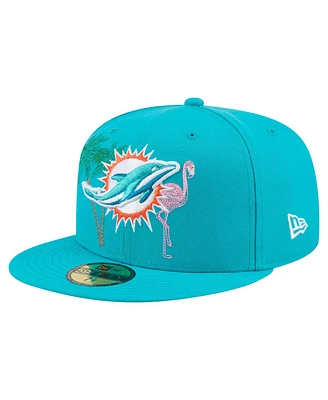 New Era Men's Aqua Miami Dolphins State Stitch 59FIFTY Fitted Hat