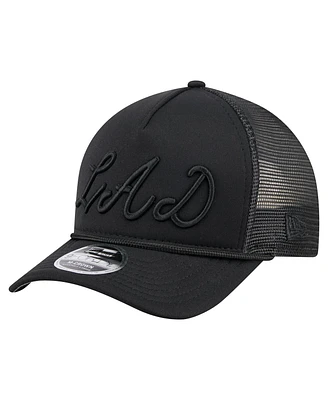 New Era Men's Black Los Angeles Dodgers City Initial 9FORTY A-Frame M-Crown Adjustable Trucker Hat