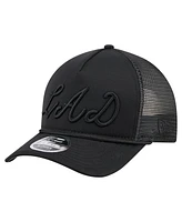New Era Men's Black Los Angeles Dodgers City Initial 9FORTY A-Frame M-Crown Adjustable Trucker Hat