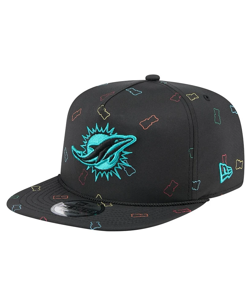 New Era Men's Black Miami Dolphins Gummy Golfer Snapback Hat