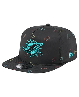 New Era Men's Black Miami Dolphins Gummy Golfer Snapback Hat