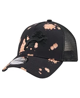 New Era Men's Black Detroit Lions Bleached A-Frame 9FORTY Trucker Adjustable Hat
