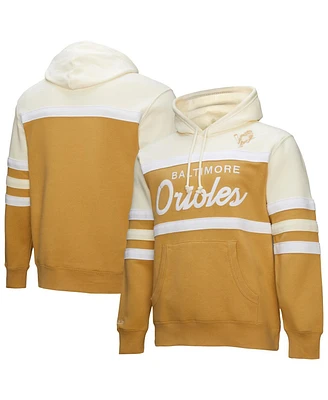 Mitchell & Ness Men's Tan/Cream Baltimore Orioles Head Coach Pullover Hoodie