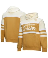 Mitchell & Ness Men's Tan/Cream Baltimore Orioles Head Coach Pullover Hoodie
