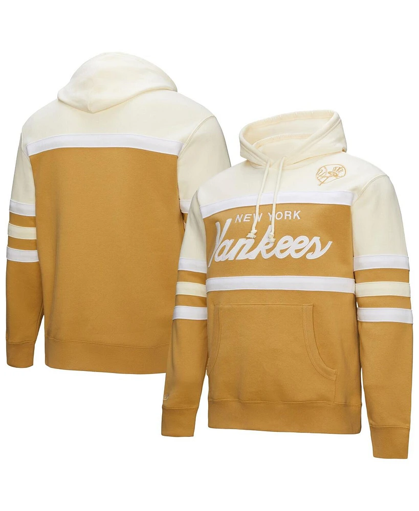 Mitchell & Ness Men's Tan/Cream New York Yankees Head Coach Pullover Hoodie
