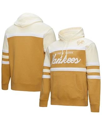 Mitchell & Ness Men's Tan/Cream New York Yankees Head Coach Pullover Hoodie