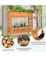 Gymax 2-Tier Raised Garden Bed Elevated Wood Planter Box for Vegetable Flower Herb