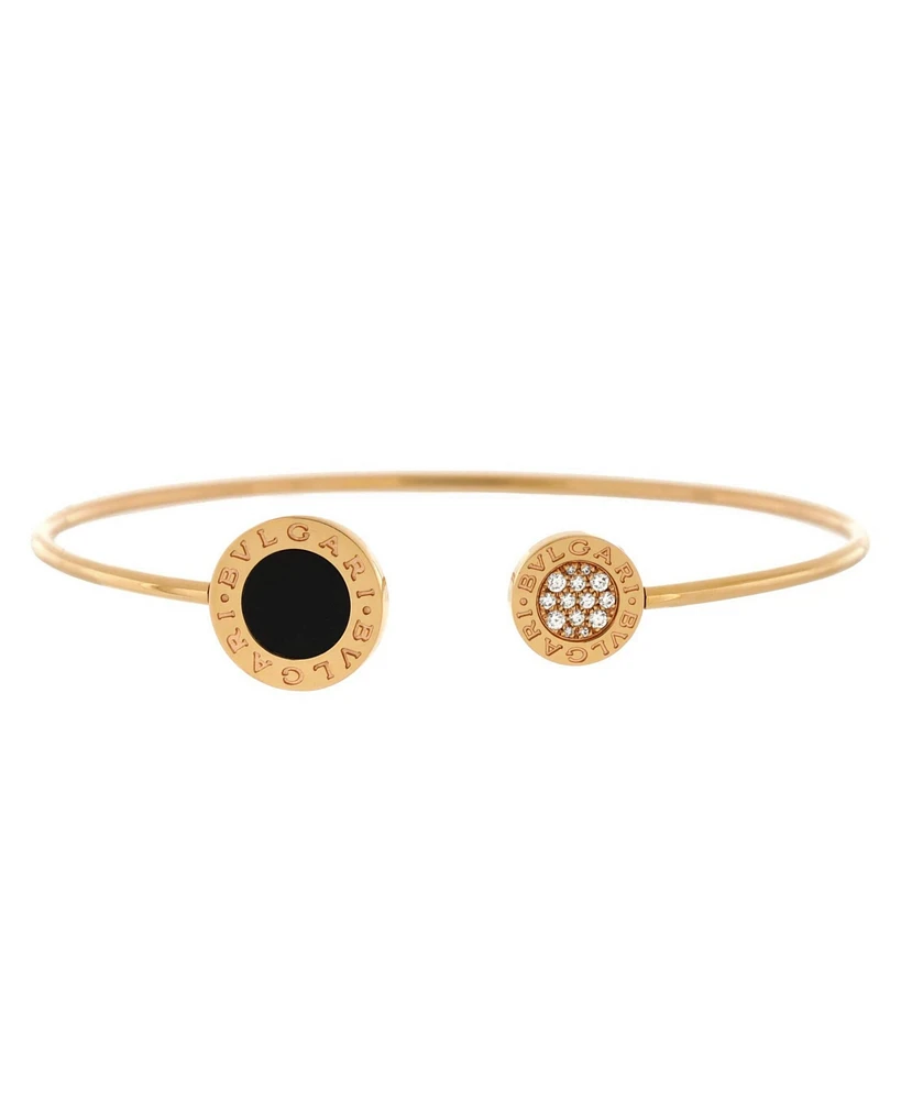 Pre-Owned Bvlgari Bvlgari Bvlgari Cuff Bracelet 18K Rose Gold with Onyx and Diamonds
