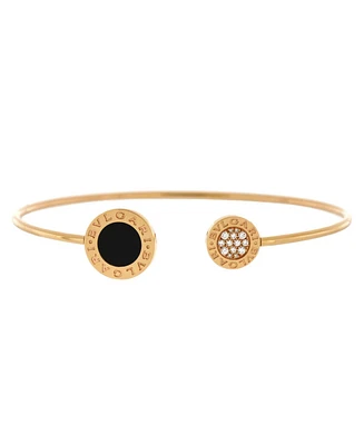 Pre-Owned Bvlgari Bvlgari Bvlgari Cuff Bracelet 18K Rose Gold with Onyx and Diamonds
