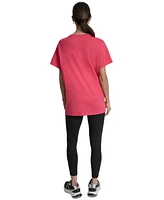 Dkny Sports Women's Rhinestone-Logo Drop-Shoulder T-Shirt