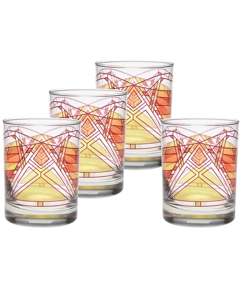 Frank Lloyd Wright Dana Thomas Butterfly Double Old Fashioned Glasses, Set of 4
