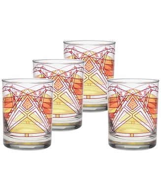 Frank Lloyd Wright Dana Thomas Butterfly Double Old Fashioned Glasses, Set of 4